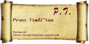 Prusz Timótea névjegykártya